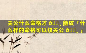 关公什么命格才 🕸 能纹「什么样的命格可以纹关公 🕸 」